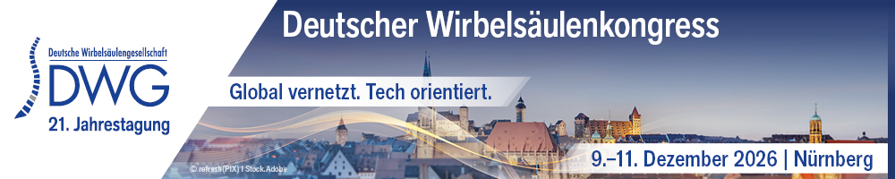 Veranstaltungsbanner "21. Jahrestagung der Deutschen Wirbelsäulengesellschaft", 09.-11. Dezember 2026, Nürnberg