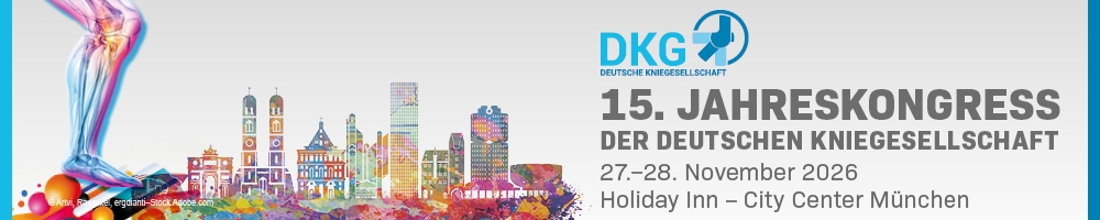 Veranstaltungsbanner "15. Jahreskongress der Deutschen Kniegesellschaft", 27.-28. November 2026, München