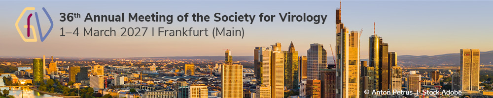 Event banner '36th Annual Meeting of the Society for Virology', 1–4 March 2027, Frankfurt am Main/DE